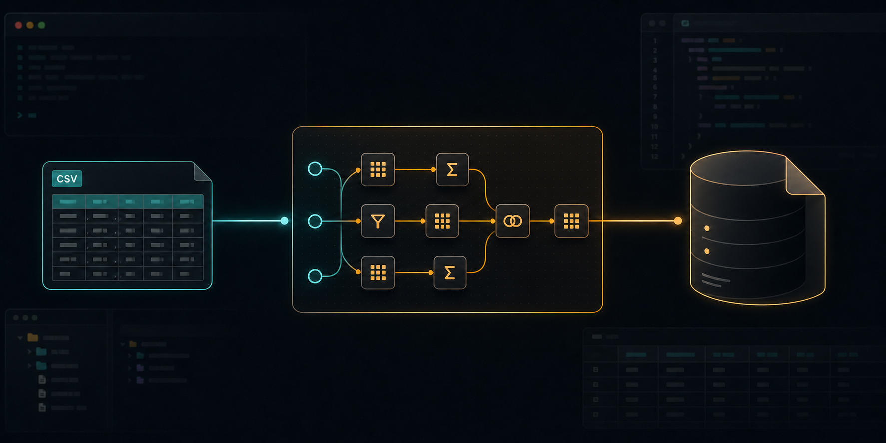CSV data flowing into DuckDB through dbt